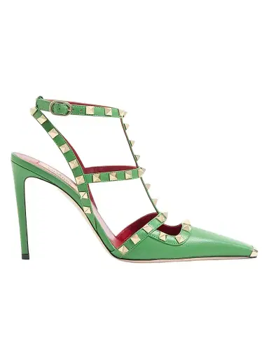 Valentino Garavani Women's Rockstud 100MM Kidskin Pumps - Light Green - Size 9 | Thumbnail 1 Valentino Garavani Women's Rockstud 100MM Kidskin Pumps - Light Green - Size 9 | Thumbnail 1