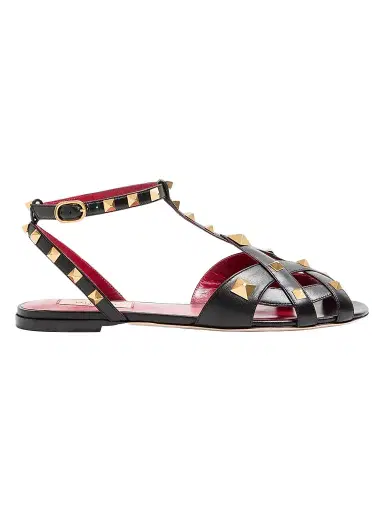 Valentino Garavani Women's Studdy Kidskin Sandals - Black - Size 6 | Thumbnail 1 Valentino Garavani Women's Studdy Kidskin Sandals - Black - Size 6 | Thumbnail 1