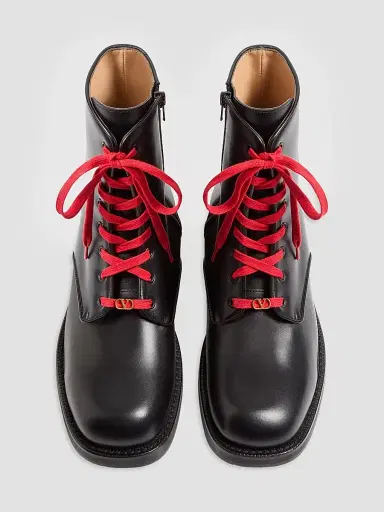 Valentino Garavani Men's Punx Calfskin Combat Boots - Black | Thumbnail 4 Valentino Garavani Men's Punx Calfskin Combat Boots - Black | Thumbnail 4