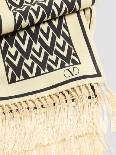 Valentino Garavani Women's Toute La V Silk Bandeau Scarf - Cream Black | Thumbnail 2 Valentino Garavani Women's Toute La V Silk Bandeau Scarf - Cream Black | Thumbnail 2