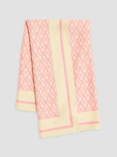 Valentino Garavani Women's Toute La V Silk Scarf - Cream Pink | Thumbnail 2 Valentino Garavani Women's Toute La V Silk Scarf - Cream Pink | Thumbnail 2