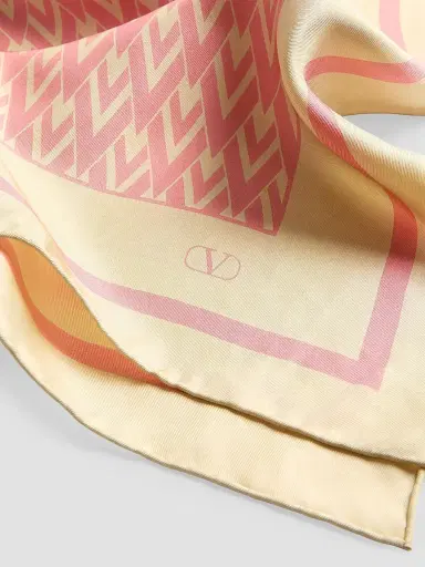 Valentino Garavani Women's Toute La V Silk Scarf - Cream Pink | Thumbnail 3 Valentino Garavani Women's Toute La V Silk Scarf - Cream Pink | Thumbnail 3