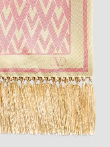 Valentino Garavani Women's Toute La V Silk Bandeau Scarf - Cream Pink | Thumbnail 2 Valentino Garavani Women's Toute La V Silk Bandeau Scarf - Cream Pink | Thumbnail 2
