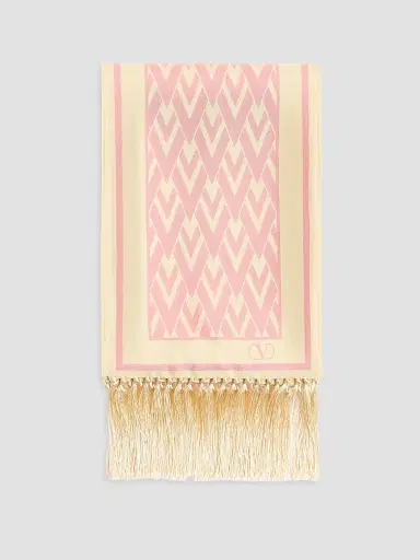 Valentino Garavani Women's Toute La V Silk Bandeau Scarf - Cream Pink | Thumbnail 3 Valentino Garavani Women's Toute La V Silk Bandeau Scarf - Cream Pink | Thumbnail 3