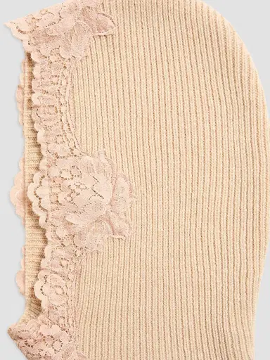 Valentino Garavani Women's VLogo Signature Cashmere and Lace Hood - Alabaster | Thumbnail 4 Valentino Garavani Women's VLogo Signature Cashmere and Lace Hood - Alabaster | Thumbnail 4