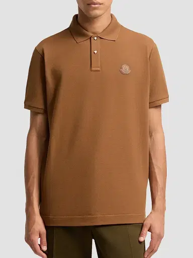 Moncler Men's Polo Shirt in Cotton Piquet - Brown | Thumbnail 2 Moncler Men's Polo Shirt in Cotton Piquet - Brown | Thumbnail 2