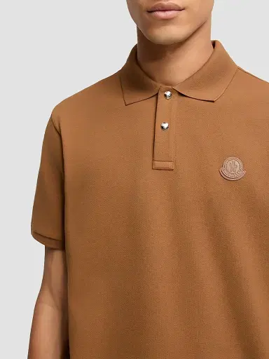 Moncler Men's Polo Shirt in Cotton Piquet - Brown | Thumbnail 4 Moncler Men's Polo Shirt in Cotton Piquet - Brown | Thumbnail 4