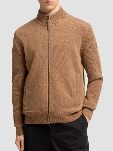 Moncler Men's Cardigan in Wool and Cashmere - Light Brown - Size XXL | Thumbnail 2 Moncler Men's Cardigan in Wool and Cashmere - Light Brown - Size XXL | Thumbnail 2