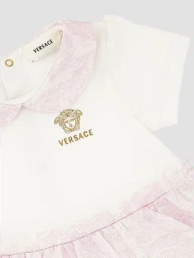 Versace Baby Girl's Ribbed Medusa Embroidery Dress - White 9 Months | Thumbnail 5 Versace Baby Girl's Ribbed Medusa Embroidery Dress - White 9 Months | Thumbnail 5