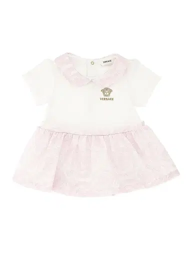 Versace Baby Girl's Ribbed Medusa Embroidery Dress - White 9 Months | Thumbnail 1 Versace Baby Girl's Ribbed Medusa Embroidery Dress - White 9 Months | Thumbnail 1