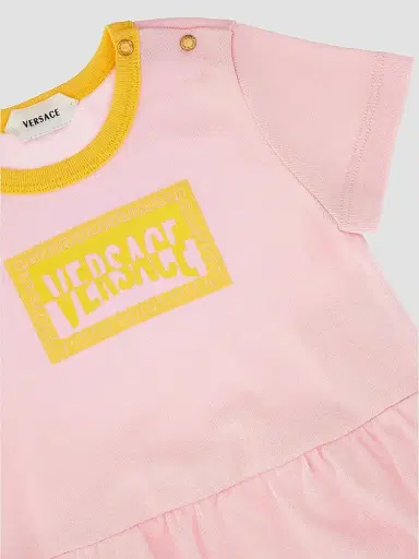 Versace Baby Girl's Logo Romper - Pink 9 Months | Thumbnail 3 Versace Baby Girl's Logo Romper - Pink 9 Months | Thumbnail 3