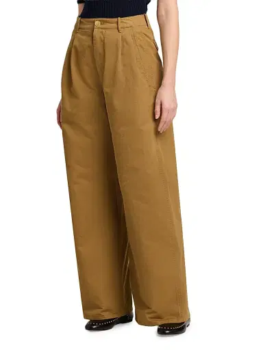 Jil Sander Women's Cotton Crease-Front Wide-Leg Trousers - Meadow | Thumbnail 4 Jil Sander Women's Cotton Crease-Front Wide-Leg Trousers - Meadow | Thumbnail 4