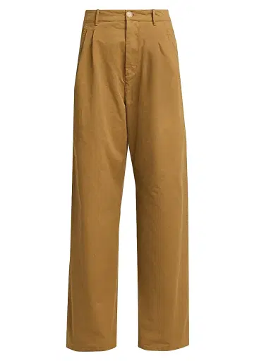 Jil Sander Women's Cotton Crease-Front Wide-Leg Trousers - Meadow | Thumbnail 1 Jil Sander Women's Cotton Crease-Front Wide-Leg Trousers - Meadow | Thumbnail 1