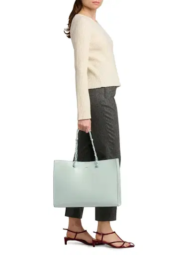 Jil Sander Women's Tangle East West Leather Shopper Tote Bag - Jade | Thumbnail 2 Jil Sander Women's Tangle East West Leather Shopper Tote Bag - Jade | Thumbnail 2