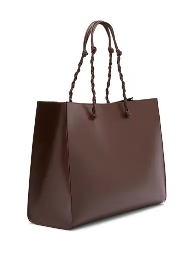 Jil Sander Women's Tangle East-West Leather Shopper Tote Bag - Dark Earth | Thumbnail 4 Jil Sander Women's Tangle East-West Leather Shopper Tote Bag - Dark Earth | Thumbnail 4