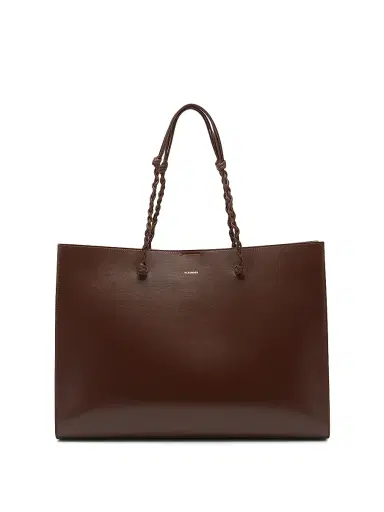 Jil Sander Women's Tangle East-West Leather Shopper Tote Bag - Dark Earth | Thumbnail 1 Jil Sander Women's Tangle East-West Leather Shopper Tote Bag - Dark Earth | Thumbnail 1