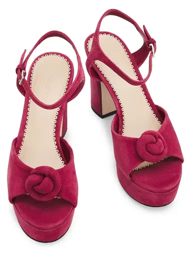 Cinq à Sept Women's Arianna 100MM Knot-Detail Suede Platform Sandals - Berry Wine - Size 11 | Thumbnail 4 Cinq à Sept Women's Arianna 100MM Knot-Detail Suede Platform Sandals - Berry Wine - Size 11 | Thumbnail 4
