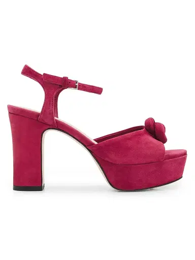 Cinq à Sept Women's Arianna 100MM Knot-Detail Suede Platform Sandals - Berry Wine - Size 11 | Thumbnail 1 Cinq à Sept Women's Arianna 100MM Knot-Detail Suede Platform Sandals - Berry Wine - Size 11 | Thumbnail 1