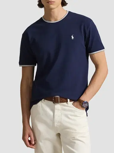 Polo Ralph Lauren Men's Stretch Mesh Crewneck T-Shirt - New Port Navy | Thumbnail 4 Polo Ralph Lauren Men's Stretch Mesh Crewneck T-Shirt - New Port Navy | Thumbnail 4