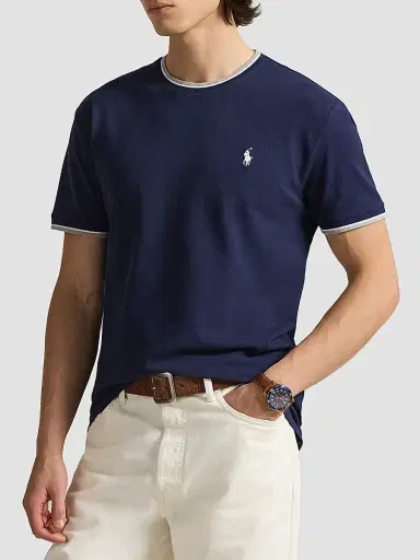 Polo Ralph Lauren Men's Stretch Mesh Crewneck T-Shirt - New Port Navy | Thumbnail 6 Polo Ralph Lauren Men's Stretch Mesh Crewneck T-Shirt - New Port Navy | Thumbnail 6