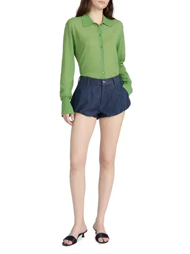 Frame Women's Shell Cotton Denim Shorts - Puzzle | Thumbnail 2 Frame Women's Shell Cotton Denim Shorts - Puzzle | Thumbnail 2