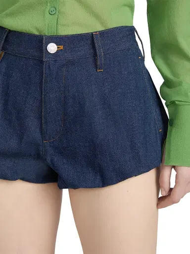 Frame Women's Shell Cotton Denim Shorts - Puzzle | Thumbnail 7 Frame Women's Shell Cotton Denim Shorts - Puzzle | Thumbnail 7
