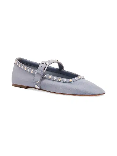 Stuart Weitzman Women's Perry Studded Suede Mary Janes - Breezy Blue | Thumbnail 2 Stuart Weitzman Women's Perry Studded Suede Mary Janes - Breezy Blue | Thumbnail 2