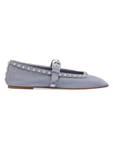Stuart Weitzman Women's Perry Studded Suede Mary Janes - Breezy Blue | Thumbnail 1 Stuart Weitzman Women's Perry Studded Suede Mary Janes - Breezy Blue | Thumbnail 1
