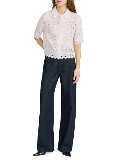 Frame Women's Paisley Eyelet Crop Shirt - Bubble Gum | Thumbnail 2 Frame Women's Paisley Eyelet Crop Shirt - Bubble Gum | Thumbnail 2