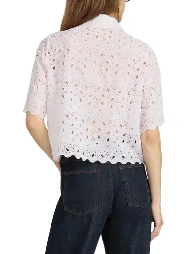 Frame Women's Paisley Eyelet Crop Shirt - Bubble Gum | Thumbnail 6 Frame Women's Paisley Eyelet Crop Shirt - Bubble Gum | Thumbnail 6