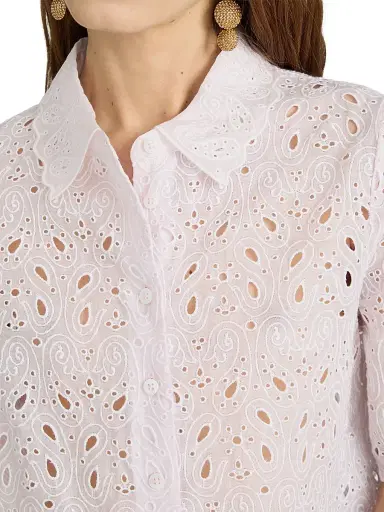 Frame Women's Paisley Eyelet Crop Shirt - Bubble Gum | Thumbnail 7 Frame Women's Paisley Eyelet Crop Shirt - Bubble Gum | Thumbnail 7