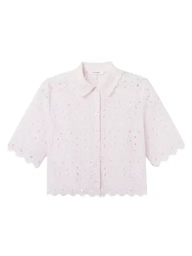 Frame Women's Paisley Eyelet Crop Shirt - Bubble Gum | Thumbnail 1 Frame Women's Paisley Eyelet Crop Shirt - Bubble Gum | Thumbnail 1