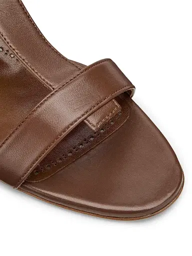 Manolo Blahnik Women's Miona Leather T-Bar Sandals - Dark Brown | Thumbnail 5 Manolo Blahnik Women's Miona Leather T-Bar Sandals - Dark Brown | Thumbnail 5
