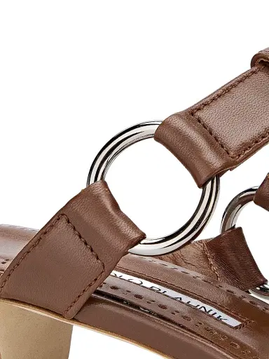 Manolo Blahnik Women's Miona Leather T-Bar Sandals - Dark Brown | Thumbnail 6 Manolo Blahnik Women's Miona Leather T-Bar Sandals - Dark Brown | Thumbnail 6