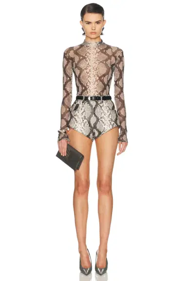 Lapointe Faux Stretch Python Mini Short | Thumbnail 5 Lapointe Faux Stretch Python Mini Short | Thumbnail 5