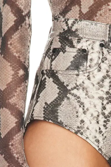Lapointe Faux Stretch Python Mini Short | Thumbnail 6 Lapointe Faux Stretch Python Mini Short | Thumbnail 6