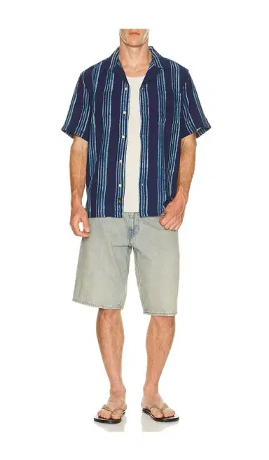 Faherty Short Sleeve Indigo Camp Shirt | Thumbnail 3 Faherty Short Sleeve Indigo Camp Shirt | Thumbnail 3