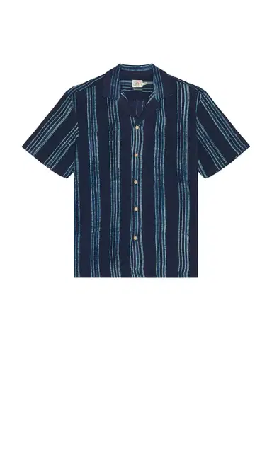 Faherty Short Sleeve Indigo Camp Shirt | Thumbnail 4 Faherty Short Sleeve Indigo Camp Shirt | Thumbnail 4