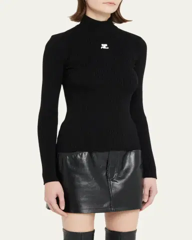 Courrèges Turtleneck Long-Sleeve Rib Sweater | Thumbnail 4 Courrèges Turtleneck Long-Sleeve Rib Sweater | Thumbnail 4