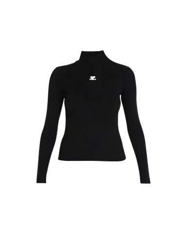 Courrèges Turtleneck Long-Sleeve Rib Sweater | Thumbnail 1 Courrèges Turtleneck Long-Sleeve Rib Sweater | Thumbnail 1