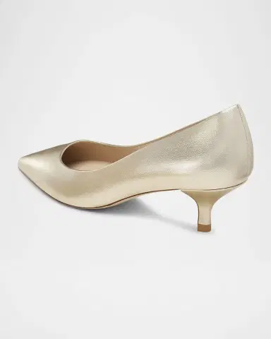 Stuart Weitzman Stuart Metallic Leather Kitten-Heel Pumps | Thumbnail 4 Stuart Weitzman Stuart Metallic Leather Kitten-Heel Pumps | Thumbnail 4
