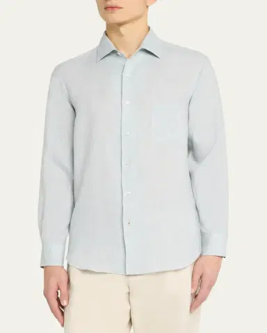 Loro Piana Men's Andre Long-Sleeve Linen Shirt | Thumbnail 14 Loro Piana Men's Andre Long-Sleeve Linen Shirt | Thumbnail 14