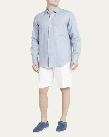 Loro Piana Men's Andre Long-Sleeve Linen Shirt | Thumbnail 16 Loro Piana Men's Andre Long-Sleeve Linen Shirt | Thumbnail 16