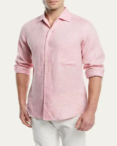 Loro Piana Men's Andre Long-Sleeve Linen Shirt | Thumbnail 20 Loro Piana Men's Andre Long-Sleeve Linen Shirt | Thumbnail 20