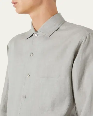 Loro Piana Men's Andre Long-Sleeve Linen Shirt | Thumbnail 5 Loro Piana Men's Andre Long-Sleeve Linen Shirt | Thumbnail 5