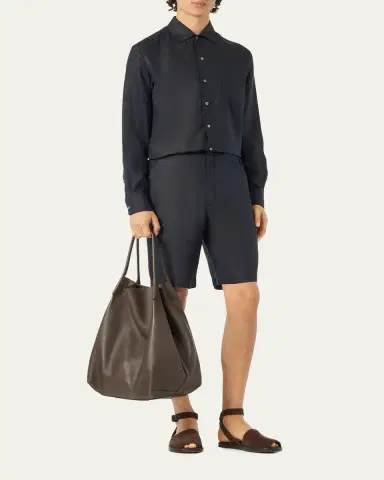 Loro Piana Men's Andre Long-Sleeve Linen Shirt | Thumbnail 8 Loro Piana Men's Andre Long-Sleeve Linen Shirt | Thumbnail 8