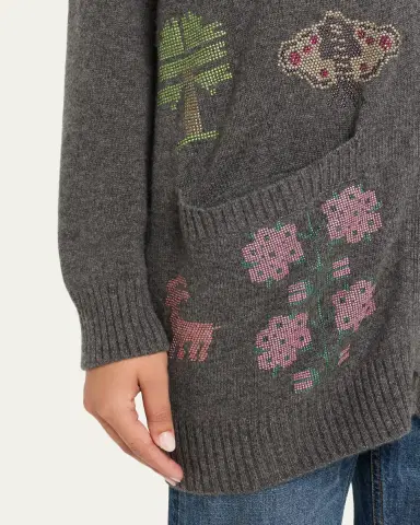 Libertine Needlepoint Embellished Cashmere Oversized V-Neck Cardigan | Thumbnail 5 Libertine Needlepoint Embellished Cashmere Oversized V-Neck Cardigan | Thumbnail 5