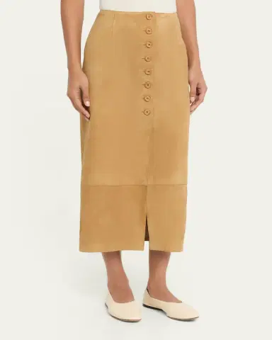 Akris Suede Button-Front Midi Skirt | Thumbnail 4 Akris Suede Button-Front Midi Skirt | Thumbnail 4