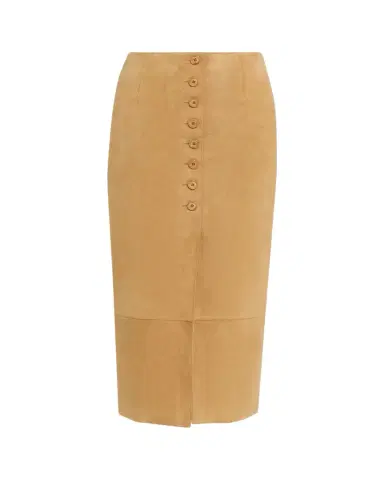 Akris Suede Button-Front Midi Skirt | Thumbnail 1 Akris Suede Button-Front Midi Skirt | Thumbnail 1