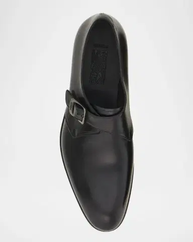 Ferragamo Men's Sullivan Tramezza Leather Monk-Strap Loafers | Thumbnail 2 Ferragamo Men's Sullivan Tramezza Leather Monk-Strap Loafers | Thumbnail 2